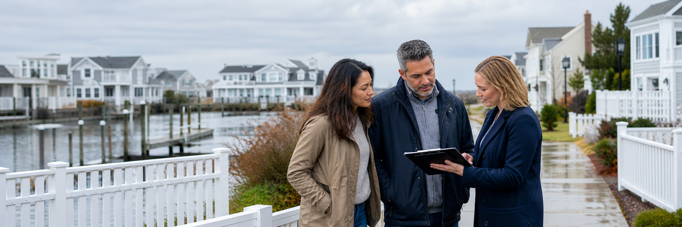 Homeowners reviewing flood insurance options with an advisor